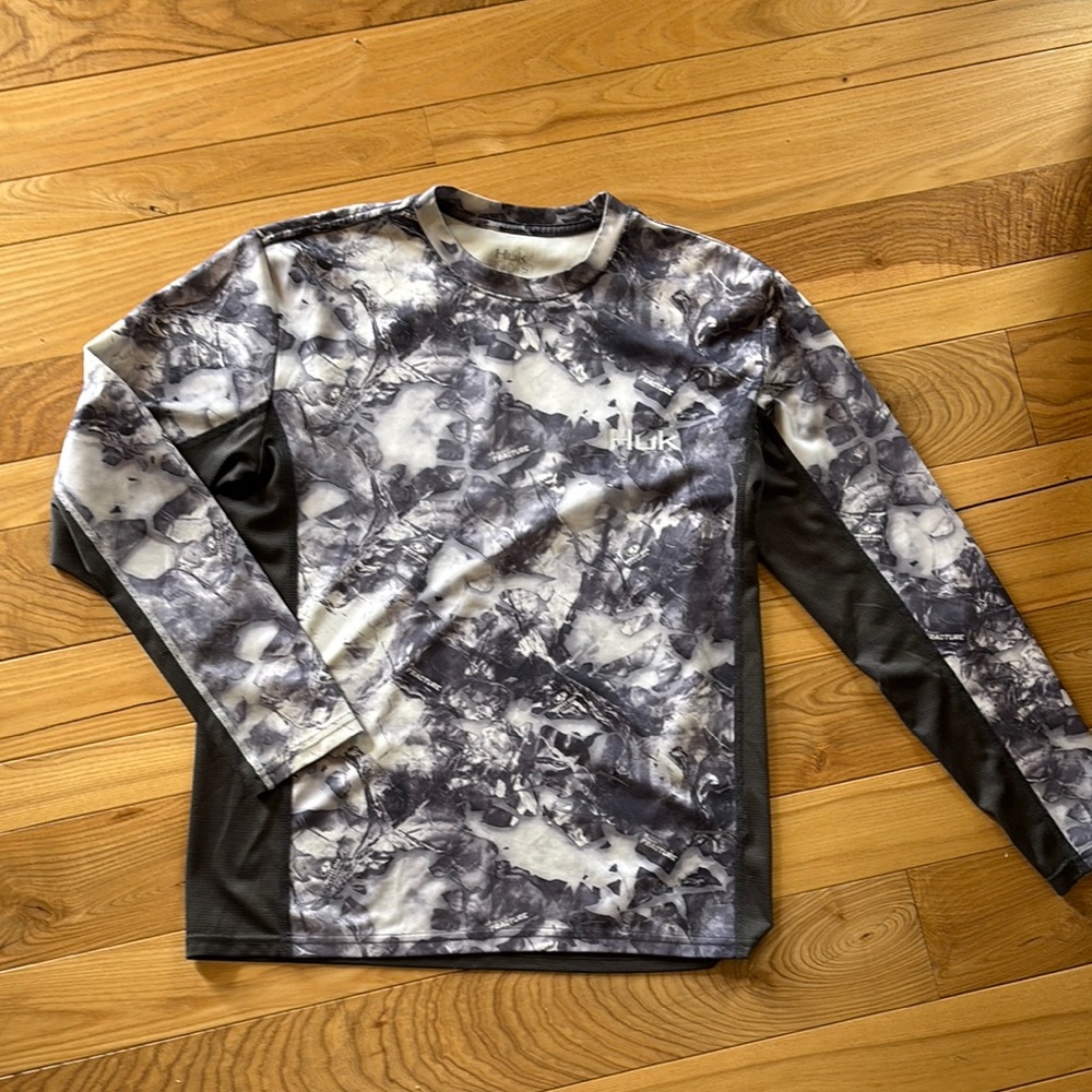 Huk Black and Gray Camo Long Sleeve Shirt